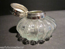 Vintage Antique Style Round Clear Glass Thick Glass Inkwell Ink pot Bottle picture