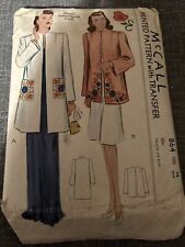 Vintage 1941 McCalls 864 Jacket /Coat 2  Lengths/Embroidery Size 14 B32 Complete picture