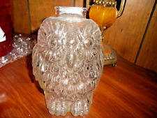 Clearance Vtg Clear Glass Owl Bank Wise Old Owl -No damage picture