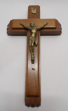 Walnut Crucifix Set with Candles and Holy Water Bottle Jeweled Cross Company picture