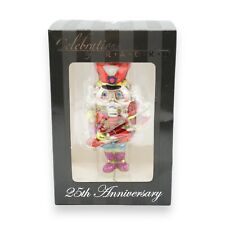 Christopher Radko 25th. Anniversary Glass Ornament Soldier Candy Cane 5” Glitter picture