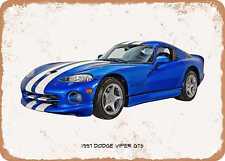 Classic Car Art - 1997 Dodge Viper GTS Oil Painting - Rusty Look Metal Sign picture