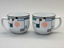 Noritake Stoneware METRONOME Mug Cup Set Geometric 8692 Pink Blue Green Gray picture