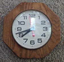 Vintage MCM Wooden Octagon Shaped New Haven Clock 7-1/2