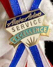 Alaska Airlines Lapel Pin Excellence Service Award Pin Gold Tone Multi Enamel picture