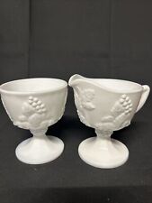 Milk Glass Creamer and Sugar Bowl Indiana Glass Colony Harvest Grape Pattern picture