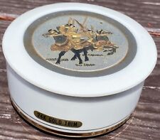 Art of Chokin Sword Horse Trinket Jewelry Box Dish 24KT Gold Edged Lid Japan picture