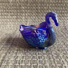 1950s Imperial Glass Iridescent Blue Carnival Glass Swan Dish / Bowl picture