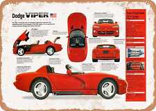 Classic Car Art - 1992 Dodge Viper RT-10 Spec Sheet - Rusty Look Metal Sign picture