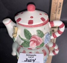 VTG Hand Painted  Ceramic TEAPOT Shaped Trinket Box picture