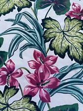 1930s Hawaiian Plumeria & Leafy Spikes Art Deco Barkcloth Vintage Fabric PILLOWS picture