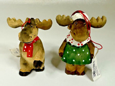 Villeroy & Boch Boy and Girl Moose Wood Christmas Ornament picture
