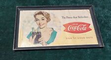 1960s Coca-Cola Advertising Sign. Cardboard w/ Orig. Frame. 21.5x37.5 picture