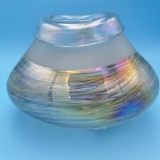 VIZ GLASS INC. ~ GENUINE HAND BLOWN ART GLASS ~  ROUND VASE #6695 . ~STICKERS, picture