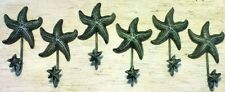 SET OF 6 ANTIQUE BLUE GRAY STARFISH HOOKS ocean star fish seashell beach 6