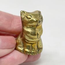 Solid Brass Miniature Cat Siamese Fluffy Sitting Figurine 1.5