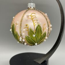 Vintage Hand Painted Pink Christmas Ornament, Vintage w/ Pearls picture