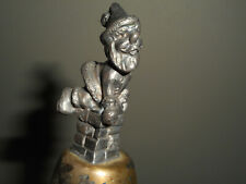 Vintage Christmas Bell SILVERPLATE Pewter Santa on Chimney Old Patina Nice Ring picture