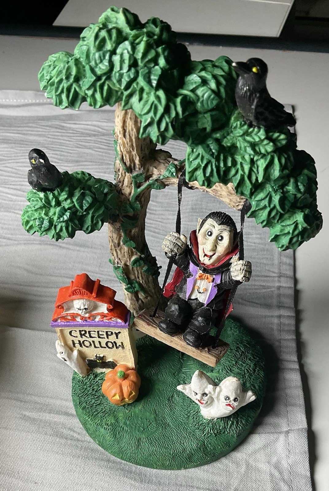 Vampire on a Swing Resin Haunted Tree Ghost Pumpkins Crows Halloween Decor Vampire on a Swing Resin Haunted Tree Ghost Pumpkins Crows Halloween Decor