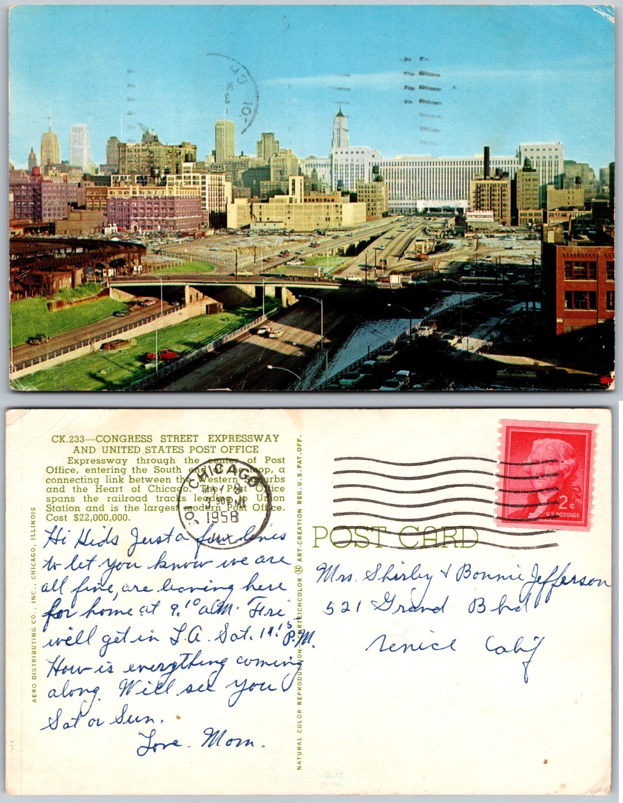 Congress Street Expressway Chicago IL Postcard