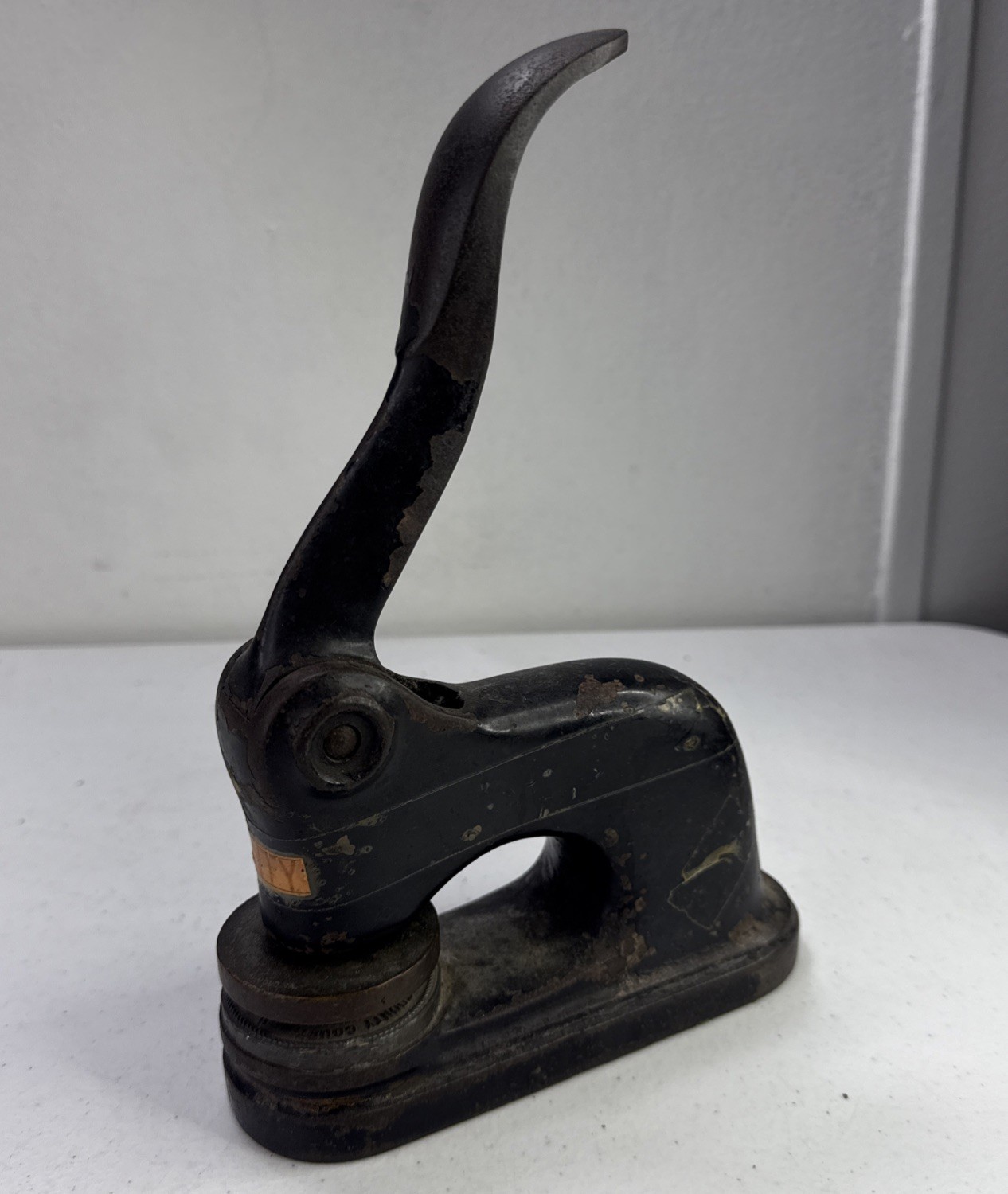 Antique Cast Iron Lever Press Stamp Desk Embosser County Seal - c. 1900s Florida