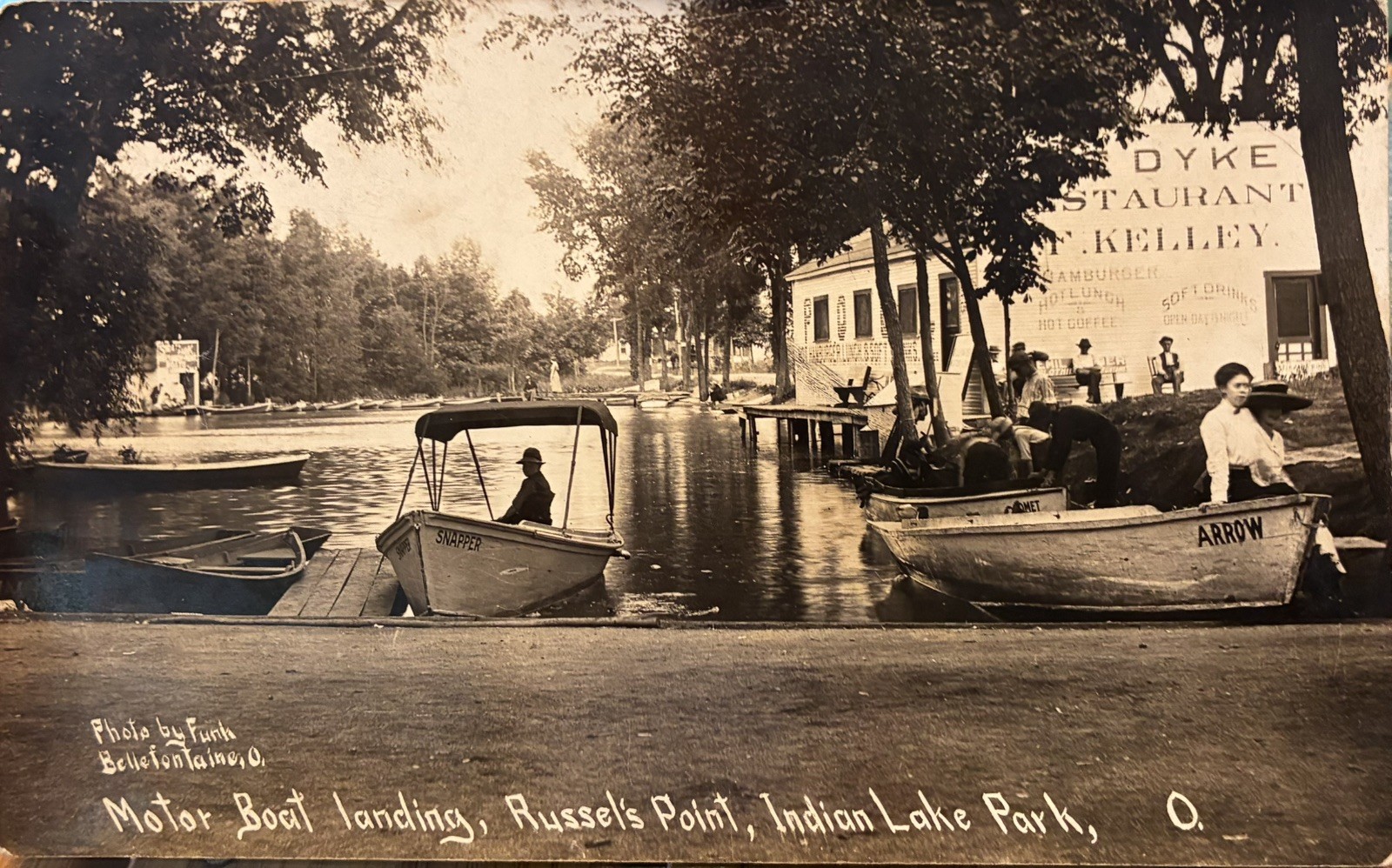Russells Point Indian Lake Park OH RPPC Dyke Rest Funk Real Photo Bellefontaine