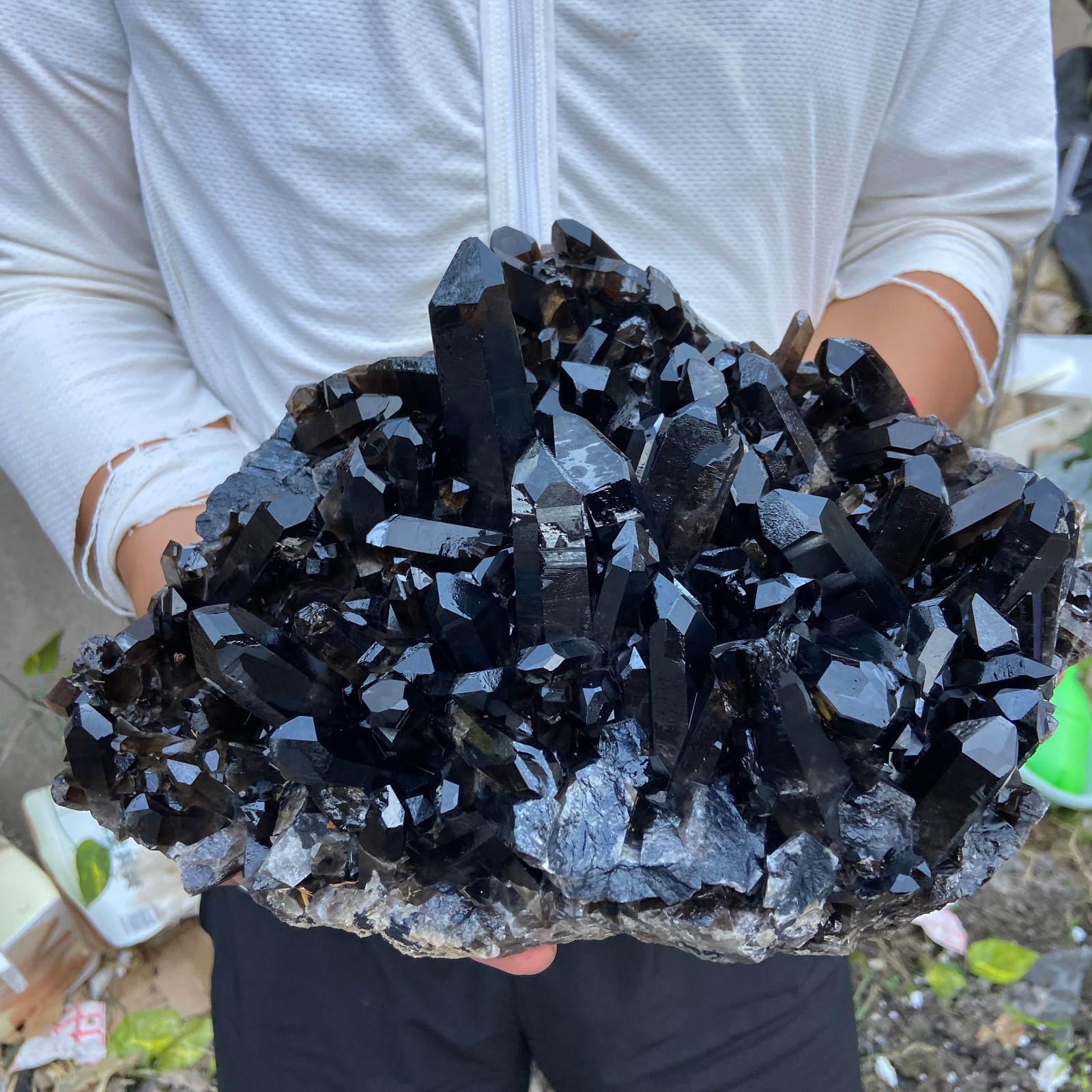15.7lb Natural Smoky Black Quartz Crystal Cluster Raw Mineral Specimen healing