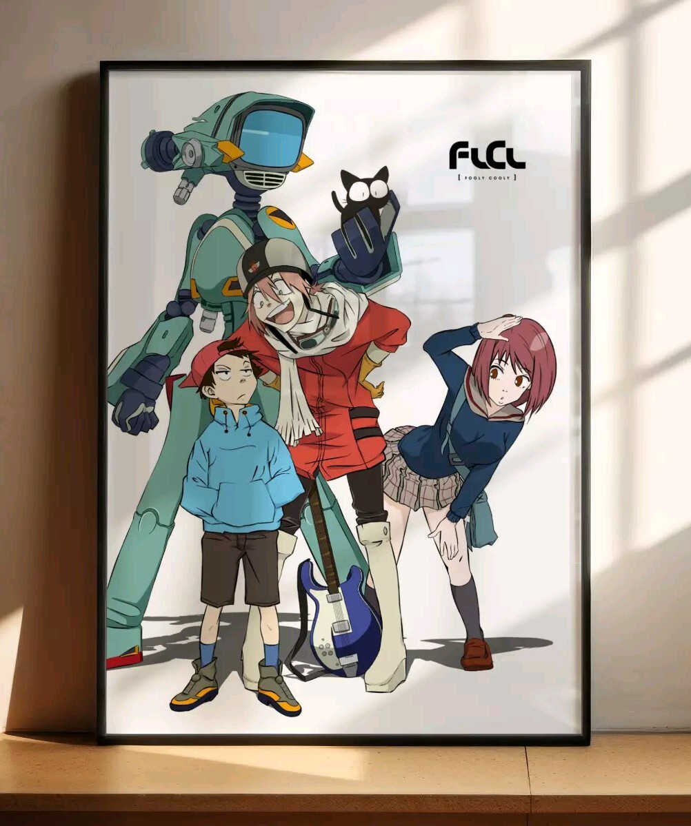 Fooly Cooly Anime Poster Character Collage FLCL Print - No Frame Fooly Cooly Anime Poster Character Collage FLCL Print - No Frame
