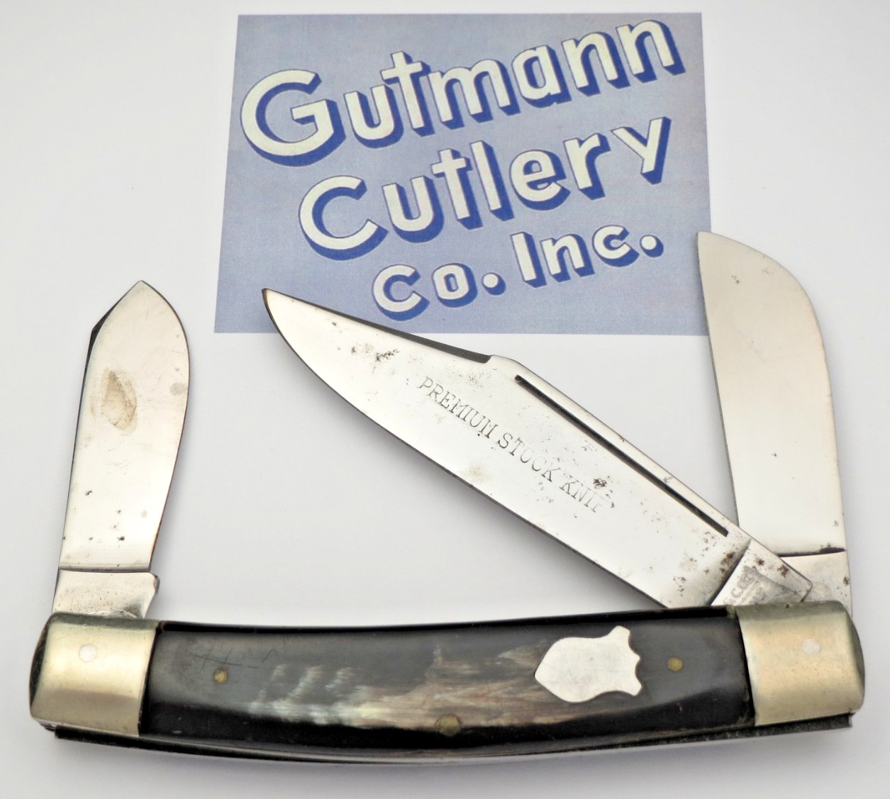 GC Co Gutmann Italy -  Large JUMBO Premium Stock Knife - Buffalo Horn Handles