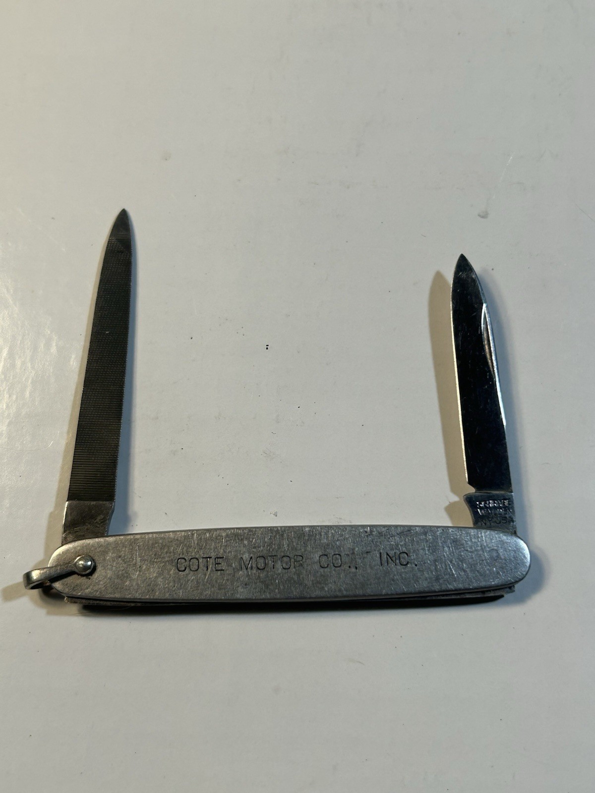 Vintage SCHRADE WALDEN NY USA #709S Penknife Engraved Adv. Cote Motor Co. Inc.