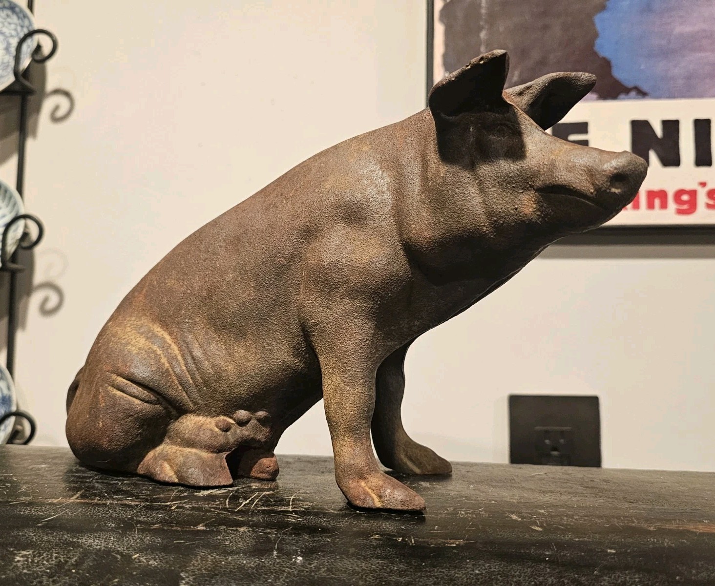 Antique Cast Iron Piggy Bank Pig
