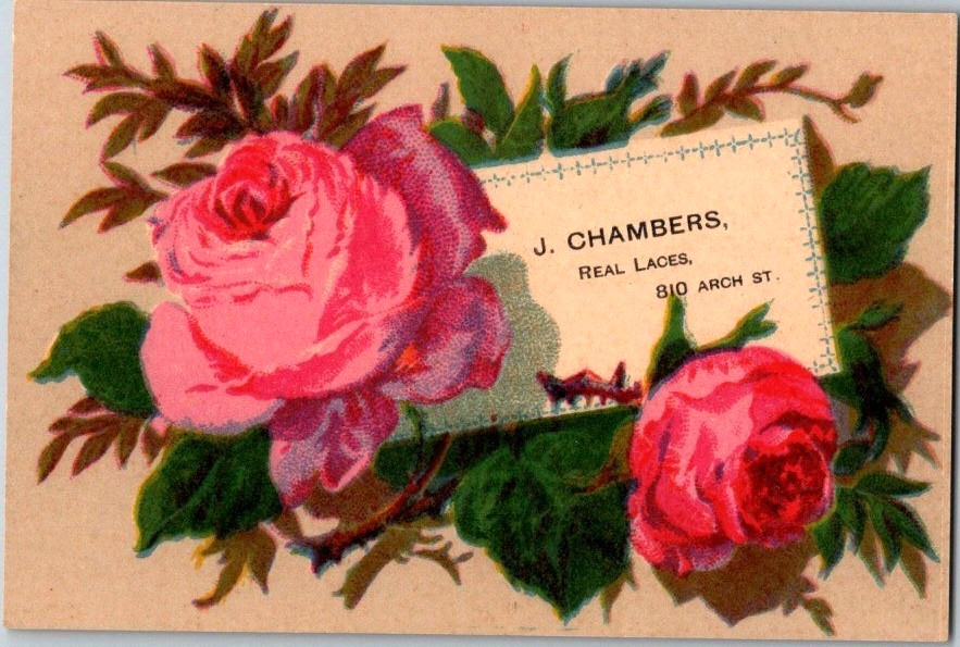 Victorian Trade Cards 1860-1870's J. Chambers, Real Laces, Philadelphia, PA Victorian Trade Cards 1860-1870's J. Chambers, Real Laces, Philadelphia, PA