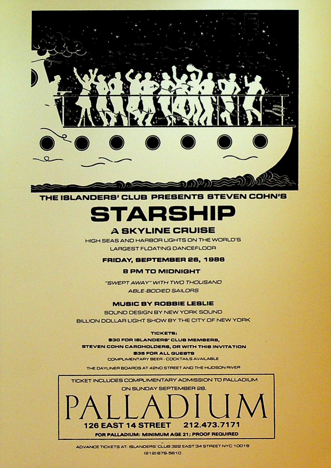 Starship A Skyline Cruise Party Invite 1986 Palladium New York City