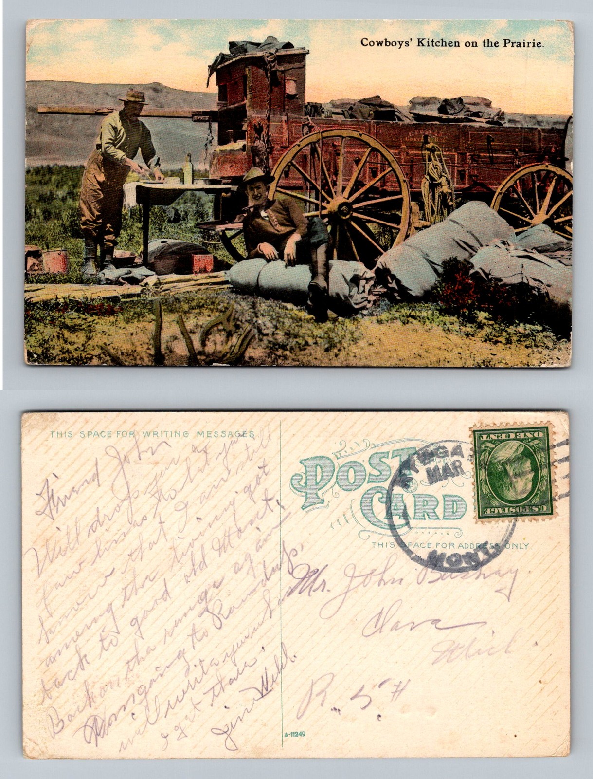 Miles City, MT-Montana, Cowboys' Kitchen On The Prairie Vintage c1904 Postcard