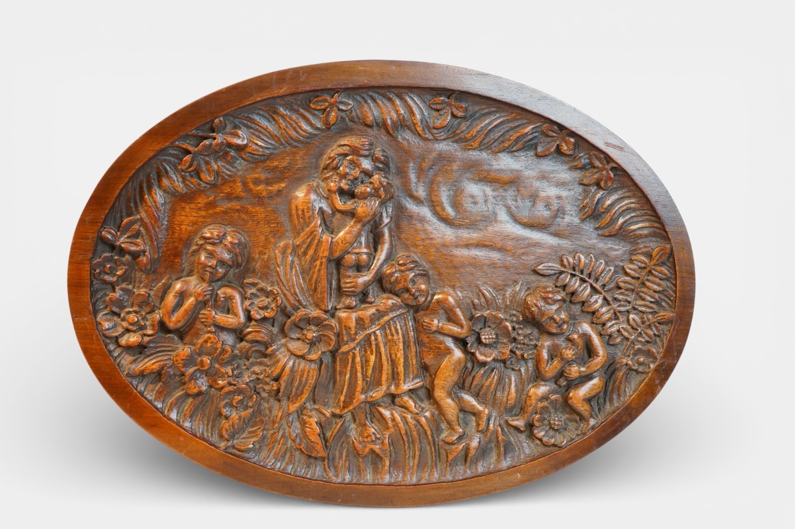 Relief Carved Panel, Mother and Children,19th Century