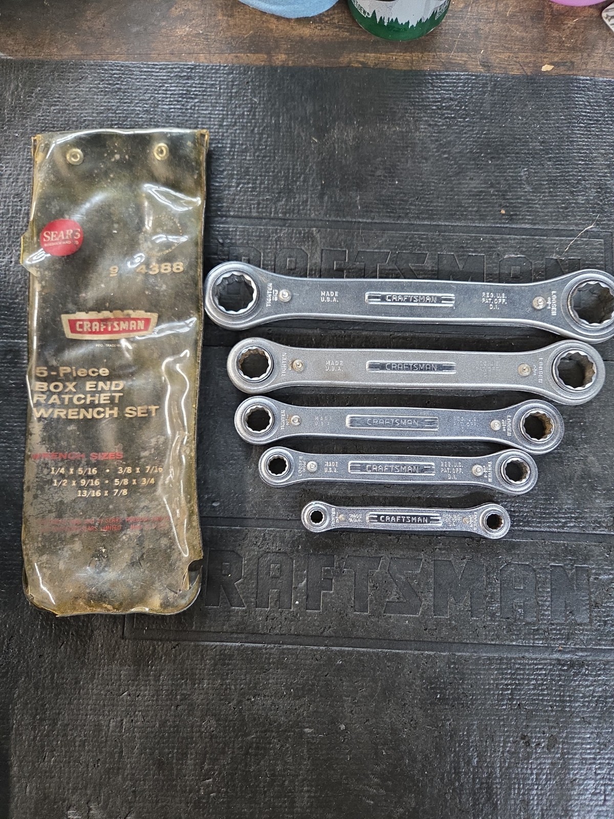 Craftsman Vintage 1960’s Logo 4388 RATCHET WRENCH KIT 5 pc - USA MADE READ