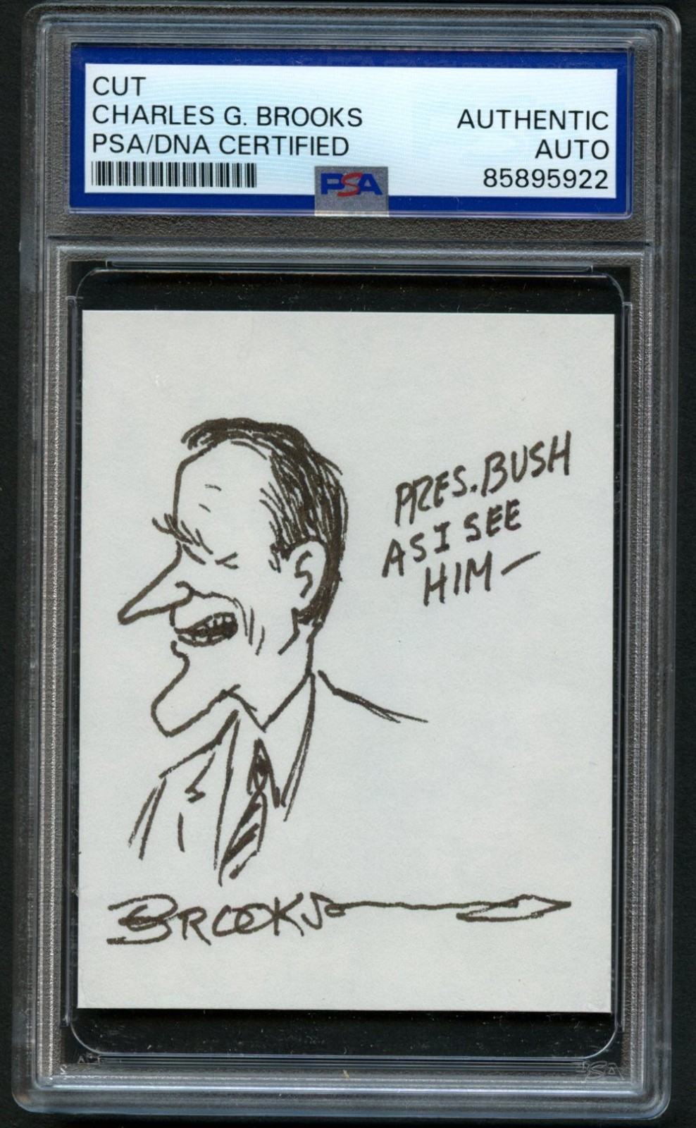 Charles G. Brooks signed autograph 2.5x3 Cut Artist Cartoonist PSA Slab