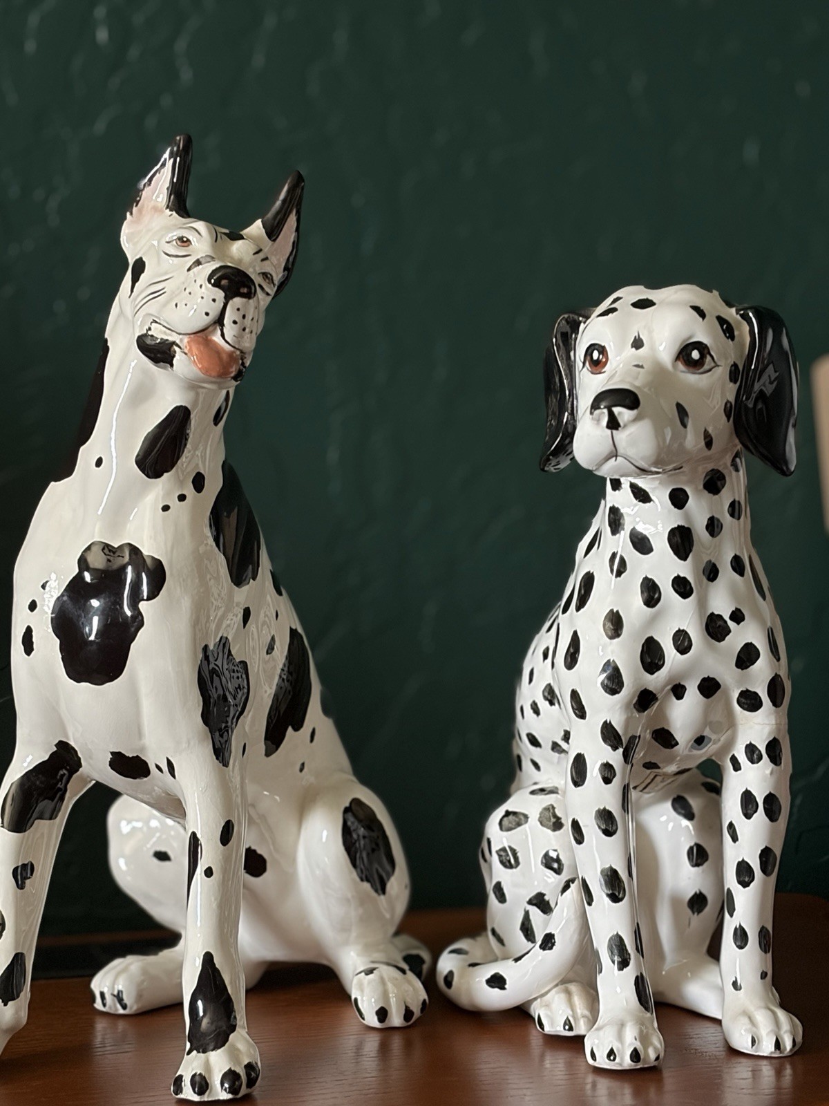 Vintage Ceramic Dog Figurines Pair 11.5\
