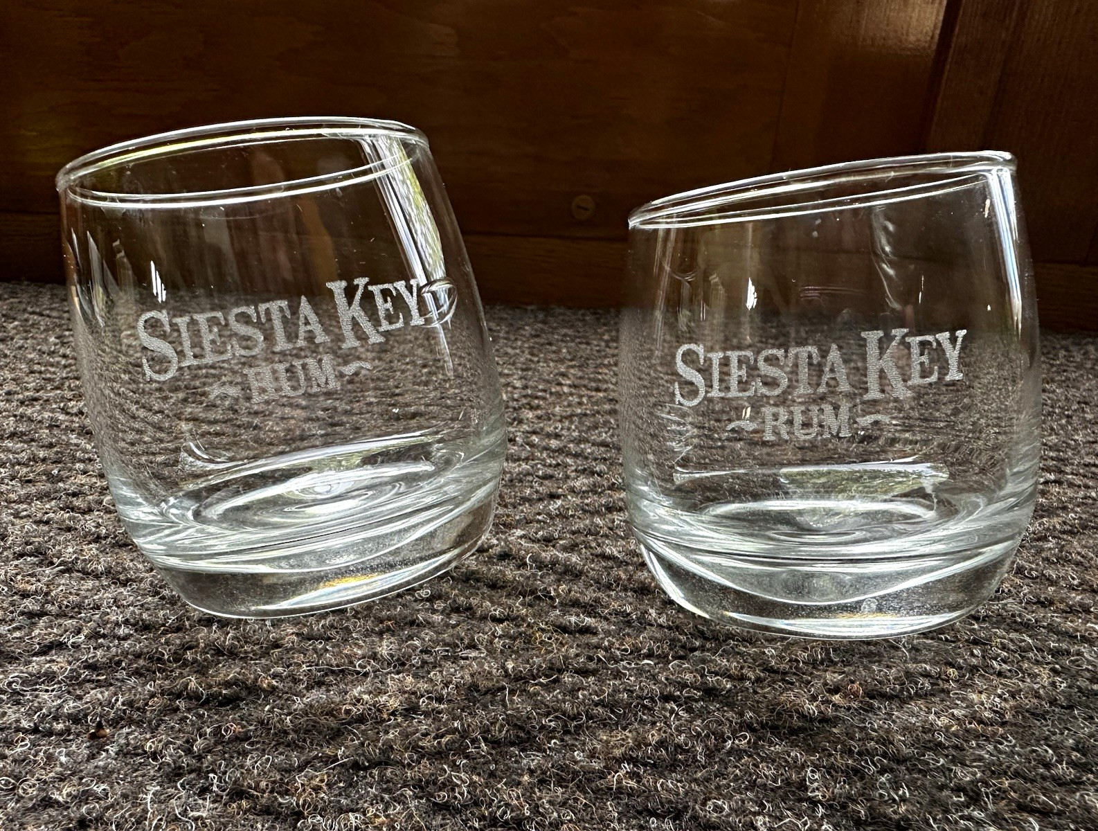 Siesta Key Rum Etched Clear Rocking Glasses Set of 2