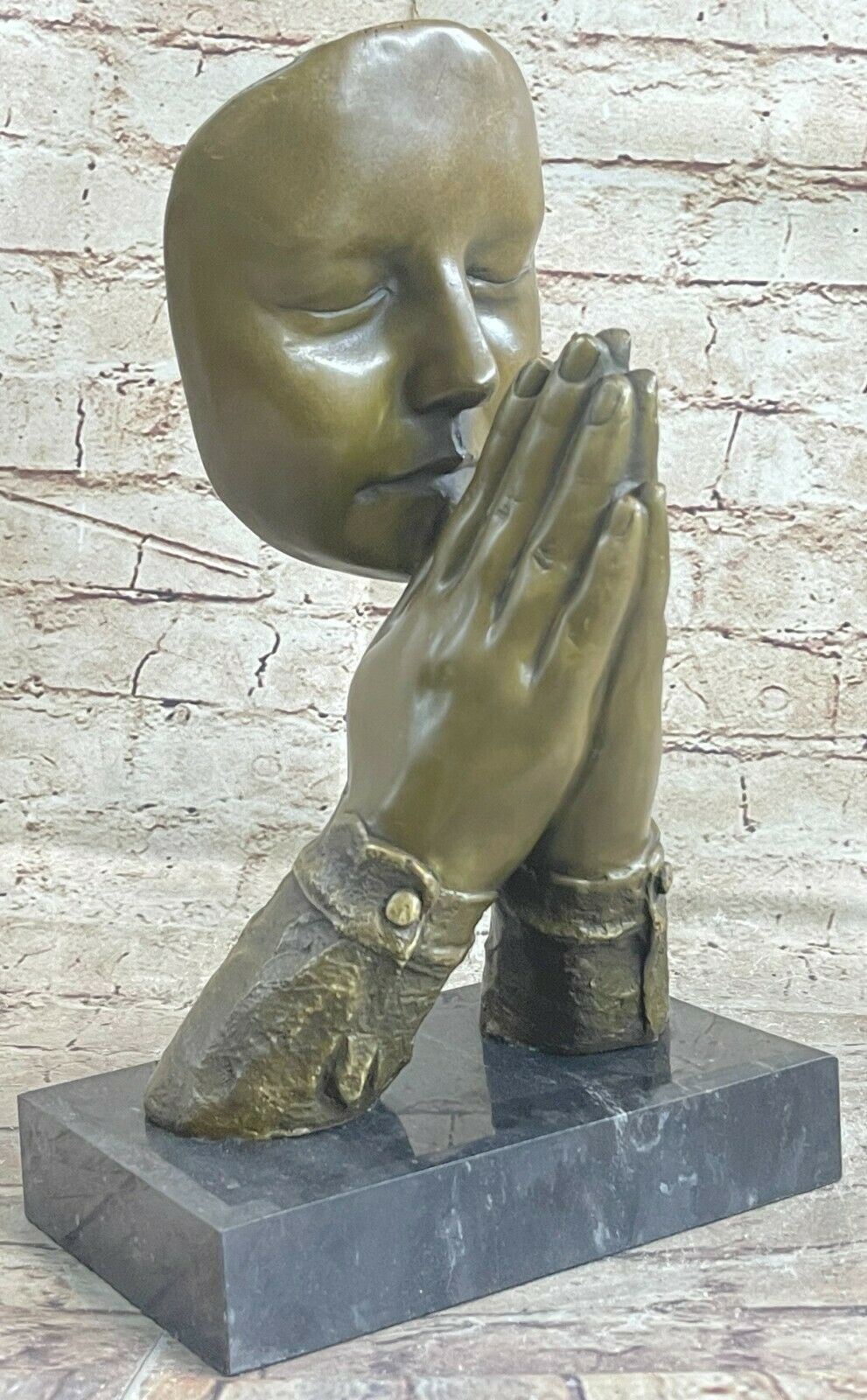 Bronze Sculpture Inspired Dali Surrealist Abstract Modern Art Man Prayer Statue