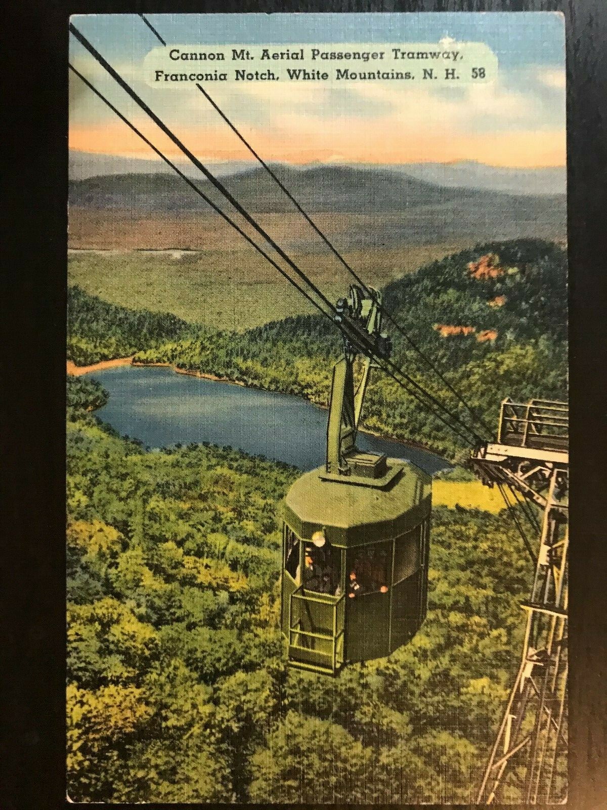 Vintage Postcard 1941 Cannon Mt. Aerial Passenger Tram Franconia Notch (NH)