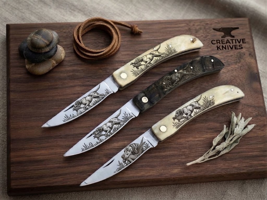 3 Handmade Cutlery Folding Pocket Knife SOD Buster Large Custom Engraved Scroll