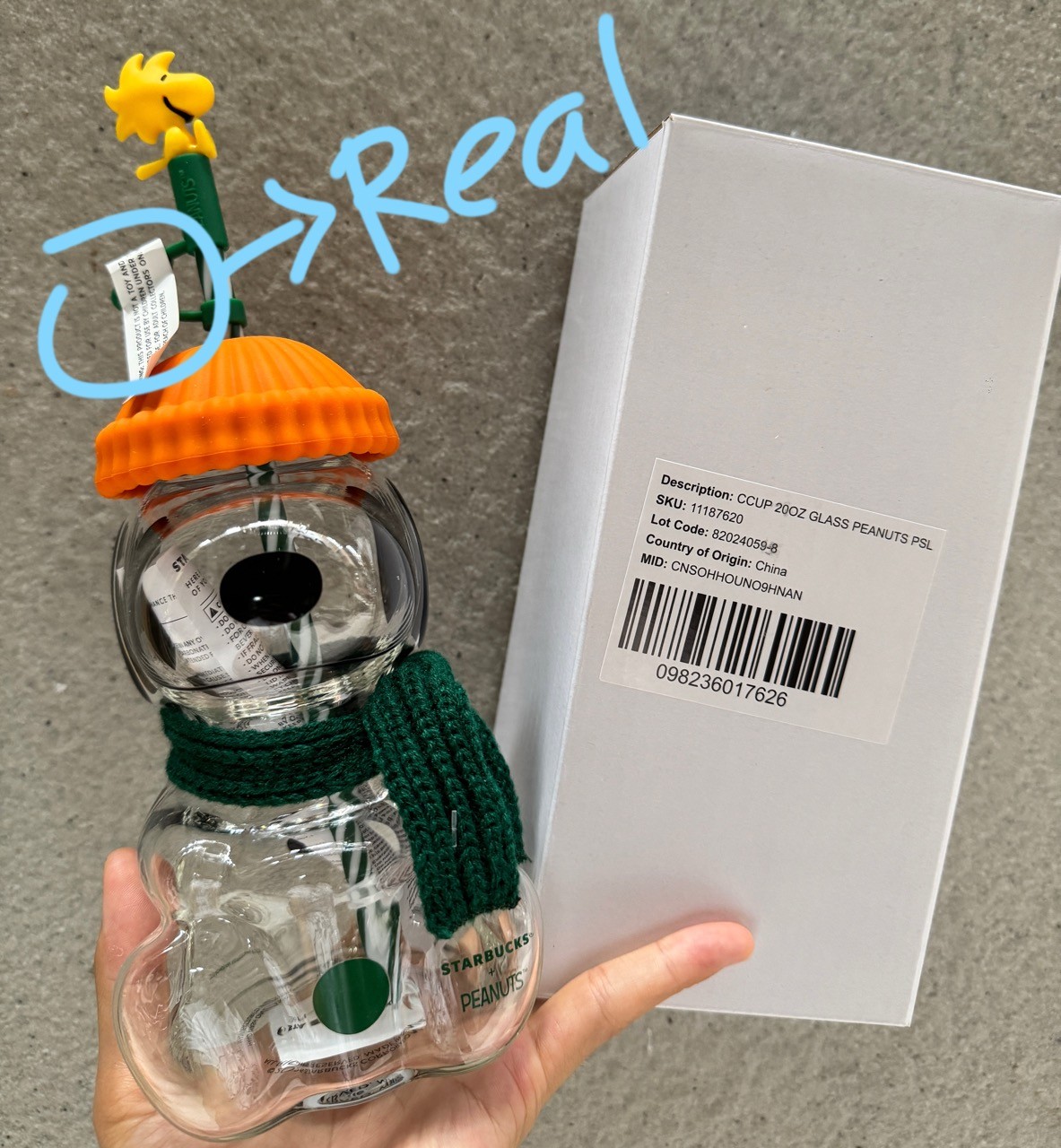 Starbucks Peanuts Snoopy Glass Cup New with Tag Sku Fast Ship in Hand Real One Starbucks Peanuts Snoopy Glass Cup New with Tag Sku Fast Ship in Hand Real One