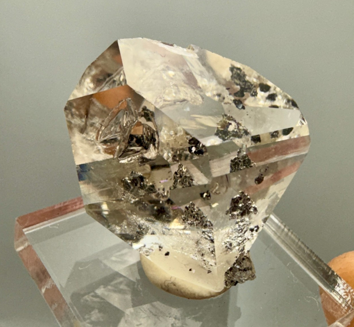 14.02 g A Grade Smoky Herkimer Diamond Gem w/ Rainbows, Minor Hydrocarbon