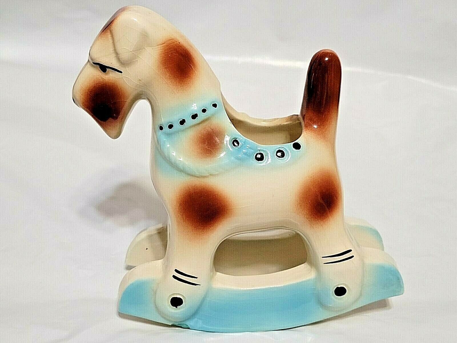Vintage Schnauzer Terrier Rocking Dog Art Pottery Planter