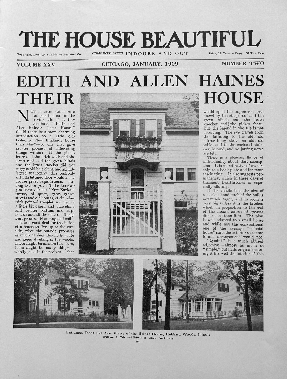 Allen Haines Home 1909 Hubbard Woods IL William A Otis & Edwin H Clark Architect