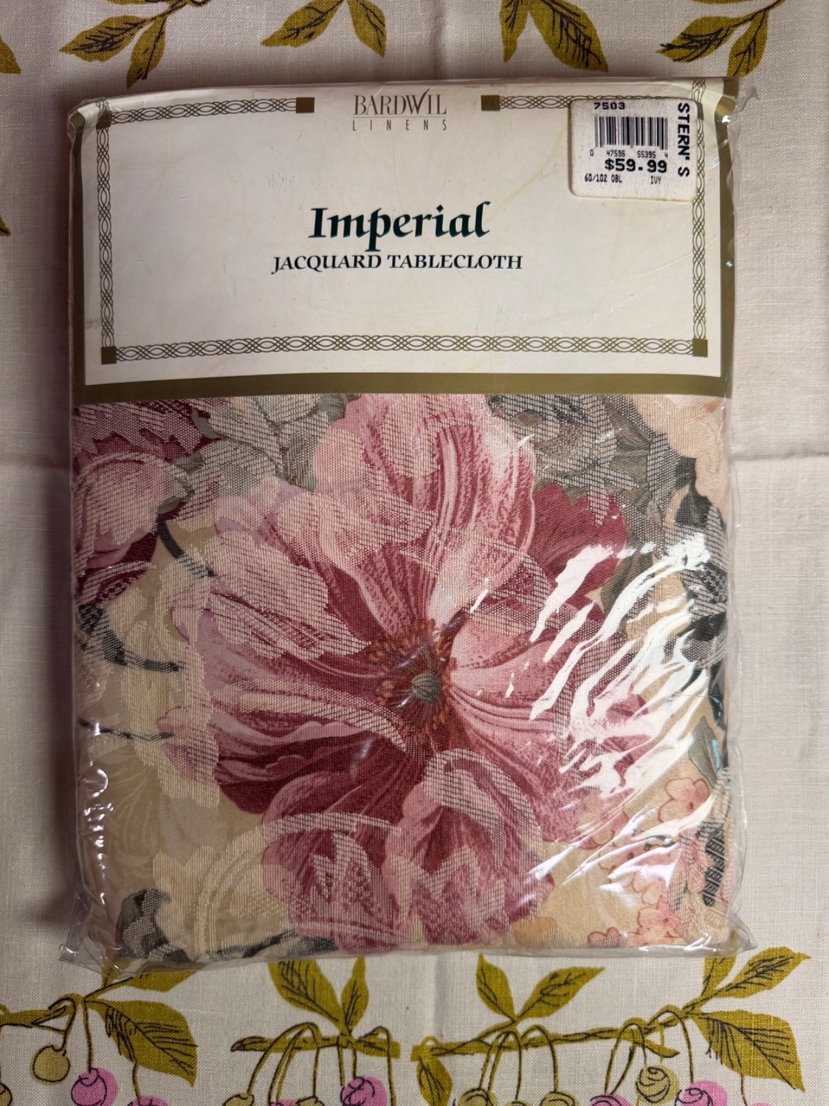Vintage Bardwil Imperial Jacquard Tablecloth 60x102 Floral NOS Sealed grannycore