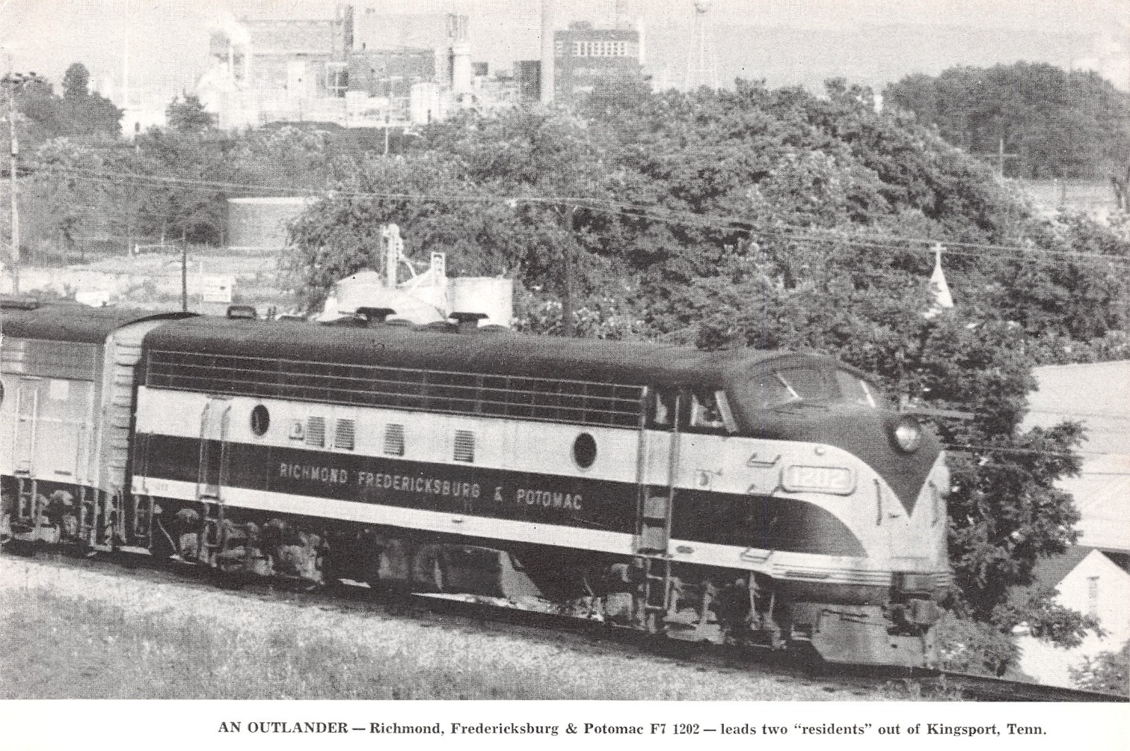 Richmond Fredericksburg & Potomac F7 Diesel Loco Leaves Kingsport TN Mag Image