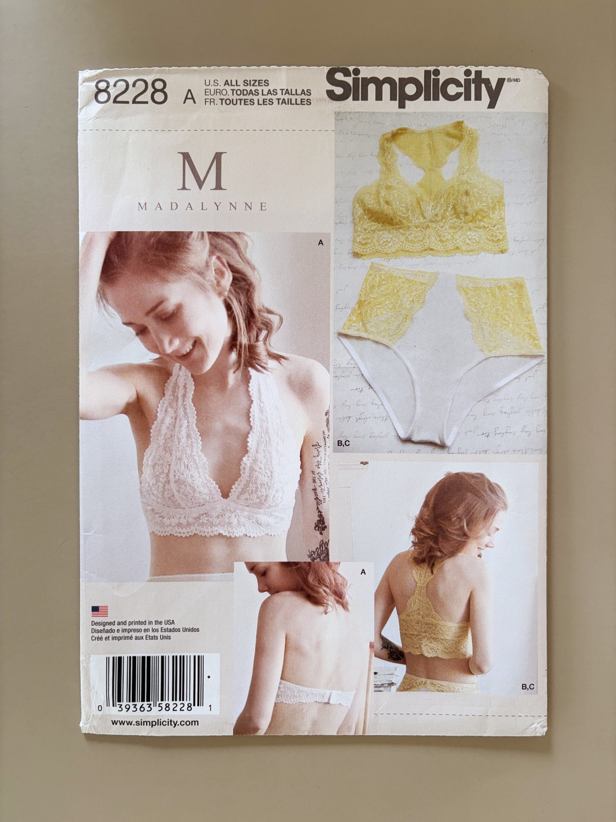 Simplicity 8228 Sewing Pattern Misses\' Soft Cup Bras, Panties Size XS-XL UNCUT