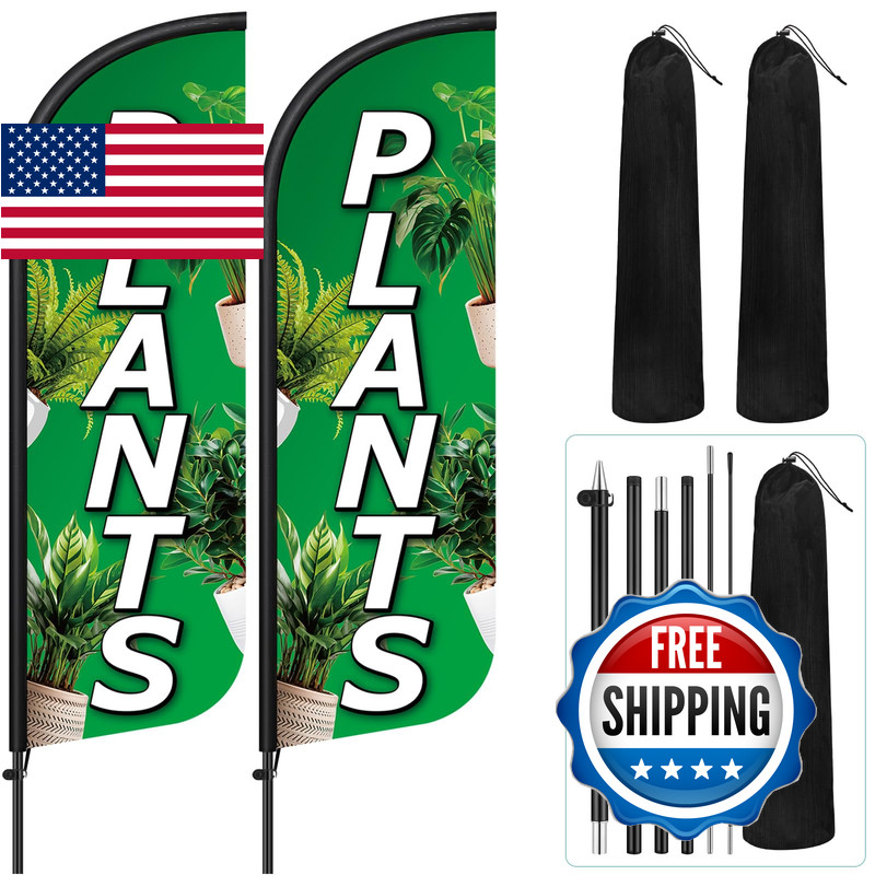 Remagr 2 Pack Plants Feather Flag 7 Ft Advertising Swooper Flag Sign Windless Remagr 2 Pack Plants Feather Flag 7 Ft Advertising Swooper Flag Sign Windless